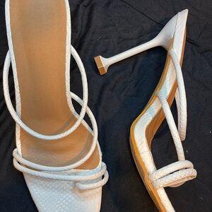 White Strappy Braided-Heel Sandals for Women